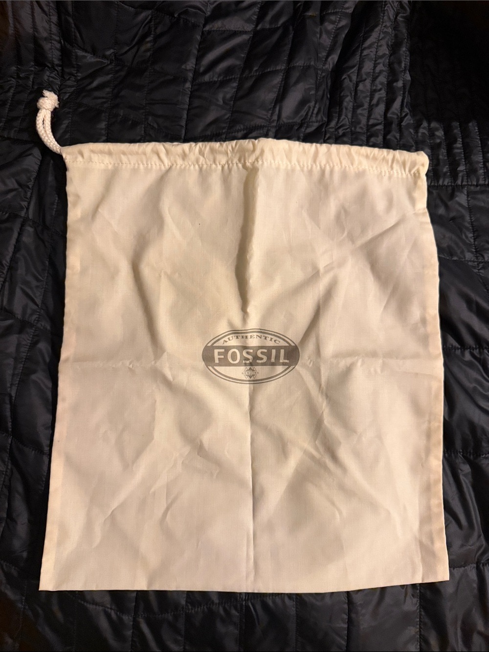 Fossil Ivory Gray Drawstring Dust Bag